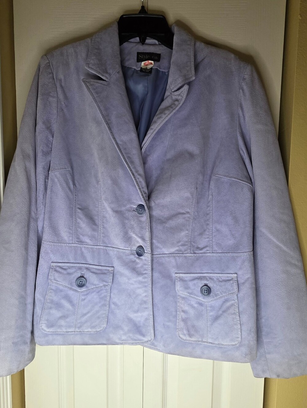 Style&Co Women's Purple Leather Jacket Blazer